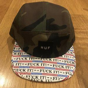 Huf 5 Panel Camo Fck It Hat New Skate Rare Adjustable Streetwear NEW
